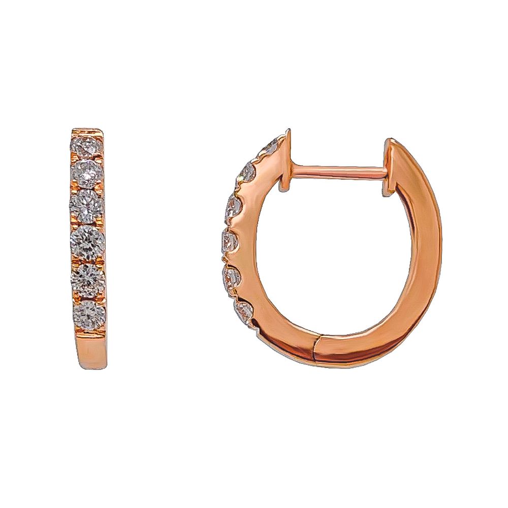 Sterling Silver Crystal Huggie Earrings in 18K Rose Gold main image 1