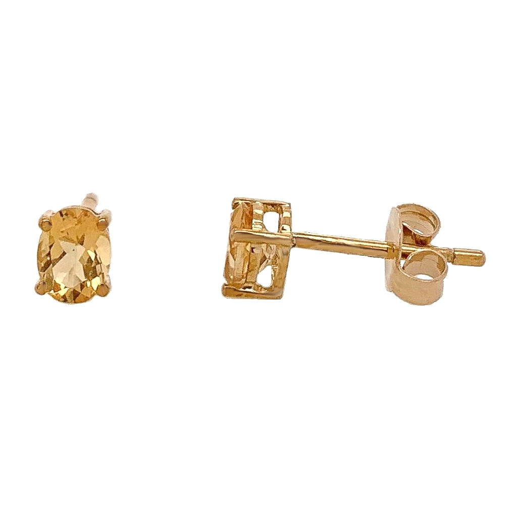 9ct Yellow Gold 0.87ct Round Citrine Stud Earrings